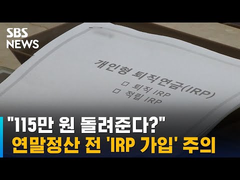 "115만 원 돌려준다?" 연말정산 전 'IRP 가입' 주의 / SBS