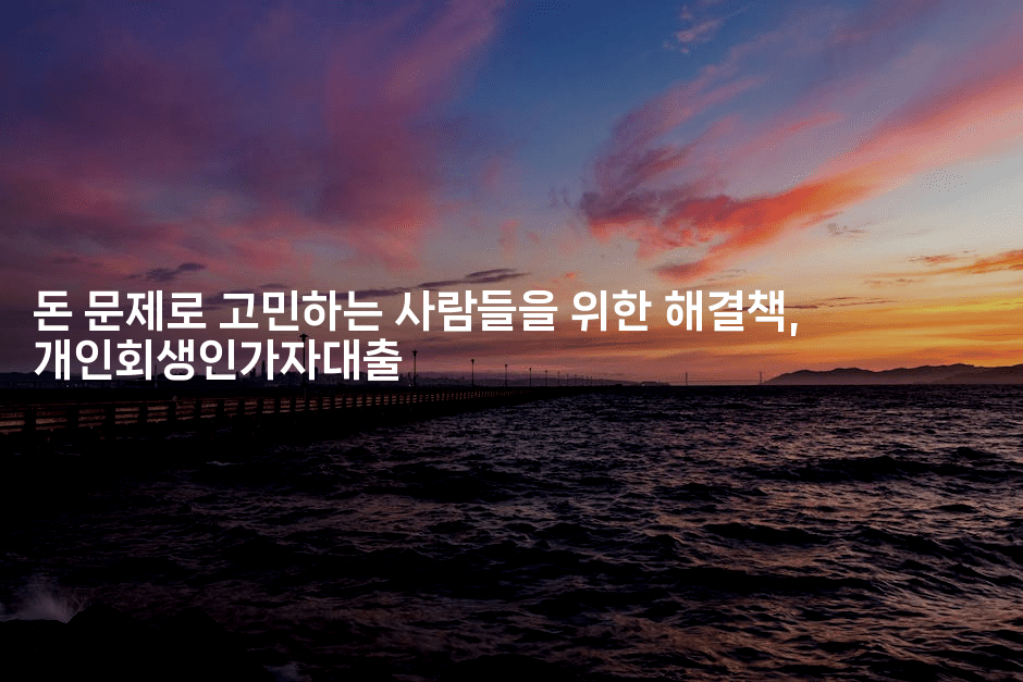 돈 문제로 고민하는 사람들을 위한 해결책, 개인회생인가자대출-절세왕